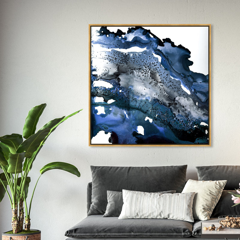 «Glitter Navy» par Oliver Gal, reproduction d'art graphique sur toile, H 40 po x l 40 po x P 2 po, Toile encadrée d'or