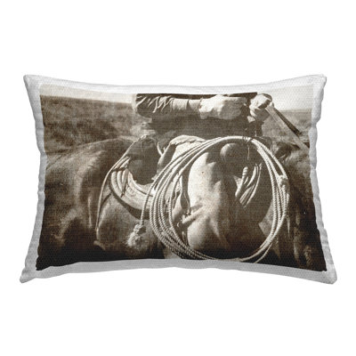 Cowboy with Lasso Printed Outdoor Throw Pillow Design by RileyB