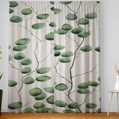 Climbing Leaves Blackout Window Curtain Pair for Home Decor