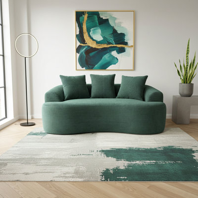 Causeuse incurvée 65,35 po avec coussins à ressorts ensachés pour siège moelleux, petit espace avec 3 coussins décoratifs, aucun assemblage requis
