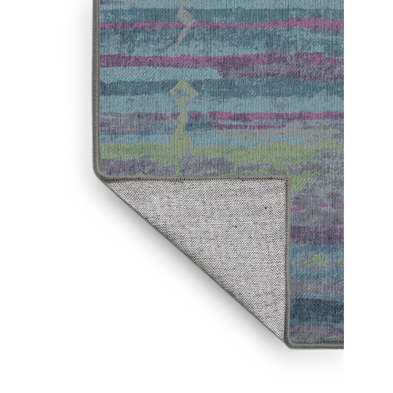 Machine Washable Gray Area Rug, Round 7'