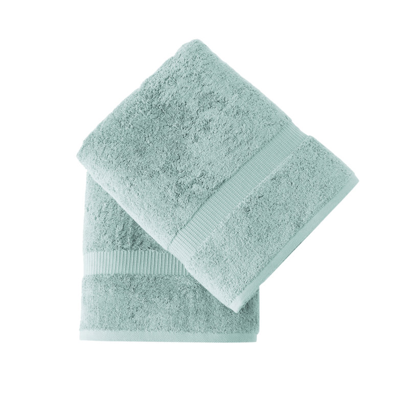 Motto 2 Piece Bath Sheet Towel Set %100 Turkish Cotton , Dark Blue