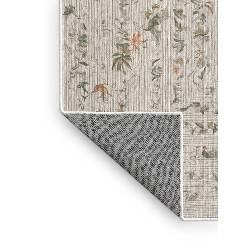 Machine Washable Beige Area Rug, Rectangle 7' x 10'