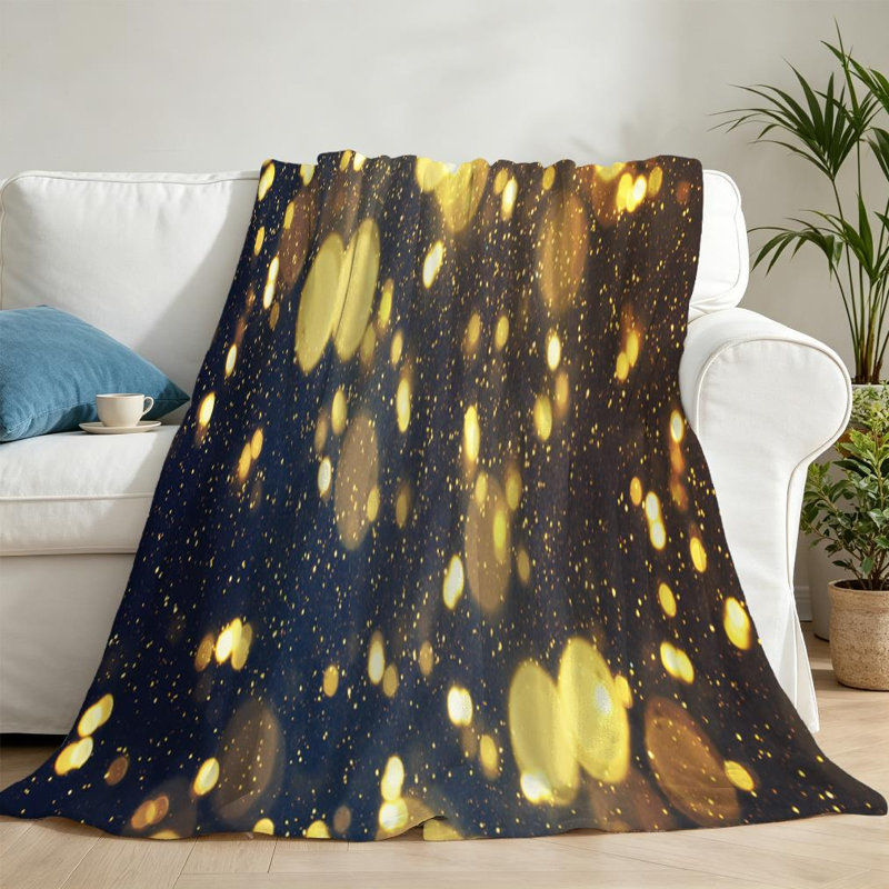 Jeté en flanelle dorée ultra douce, imprimé unipolaire d'arbre de Noël, Throw 50" x 60"