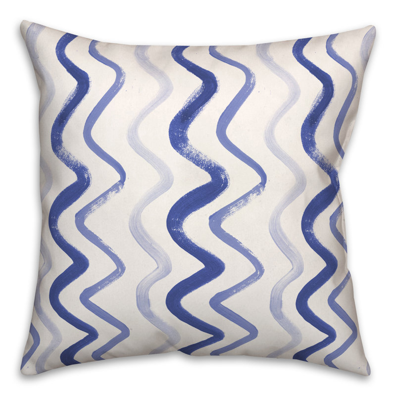 Coussin extérieur bleu et brun Squiggles, H 18 po x l 18 po, Bleu marine