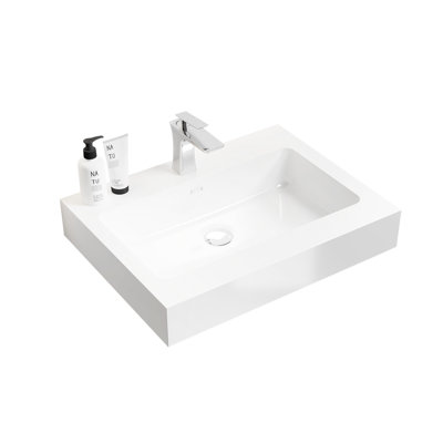 Timeless Glossy White Solid Surface Integrated Basin - Adds Elegance To Bathroom Drain And Faucet Not Included Contemporary In Transforms Space