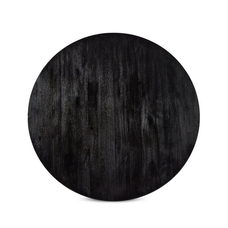 Cobain Round Solid Wood Dining Table, 30" H x 60" W x 60" L, Flint Black
