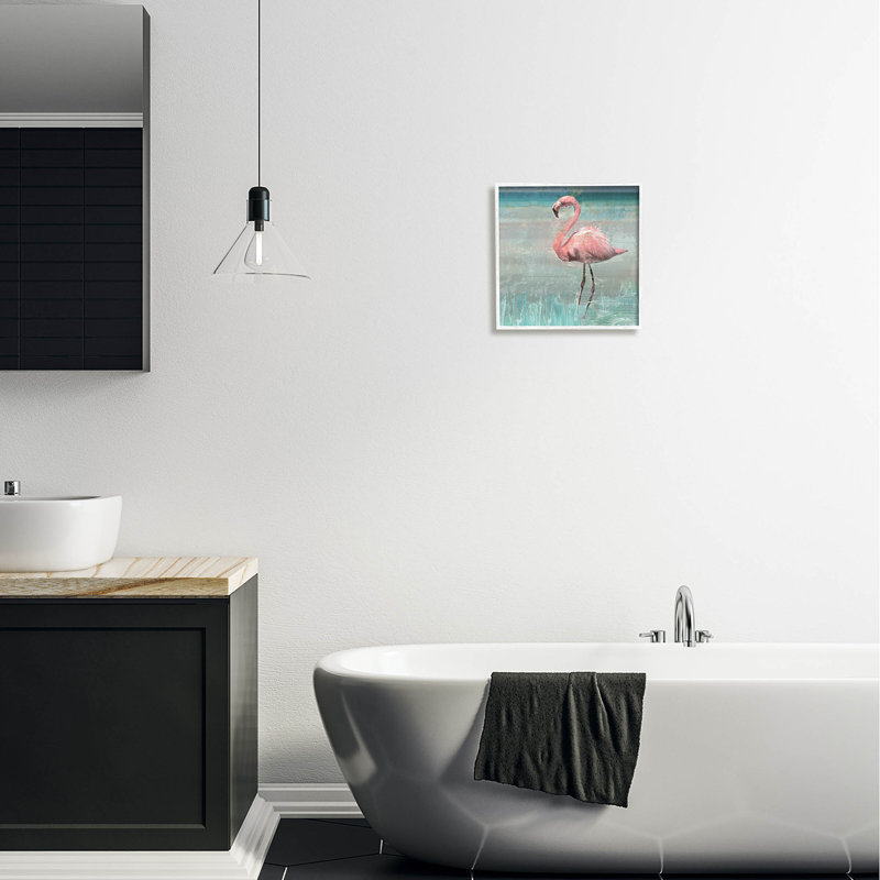 «Tropical Flamingo», collage debout sur toile par Nan, H 12 po x l 12 po x P 1,5 po