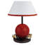 Lampe de table pour enfant 15 po en forme de basketball - Lampe d'appoint en polyrésine avec abat-jour conique en lin pour chambre d'enfant