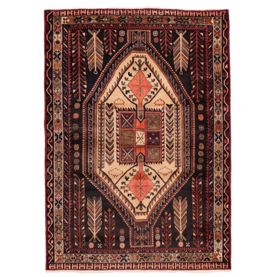 Tapis noir et rouge Konya Anatolian 5 pi 2 po x 7 pi 6 po