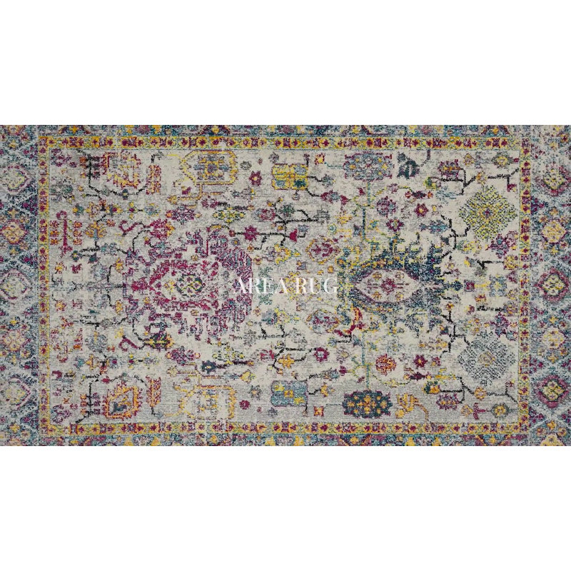 Rectangular Gray Synthetic Stain-Resistant Area Rug