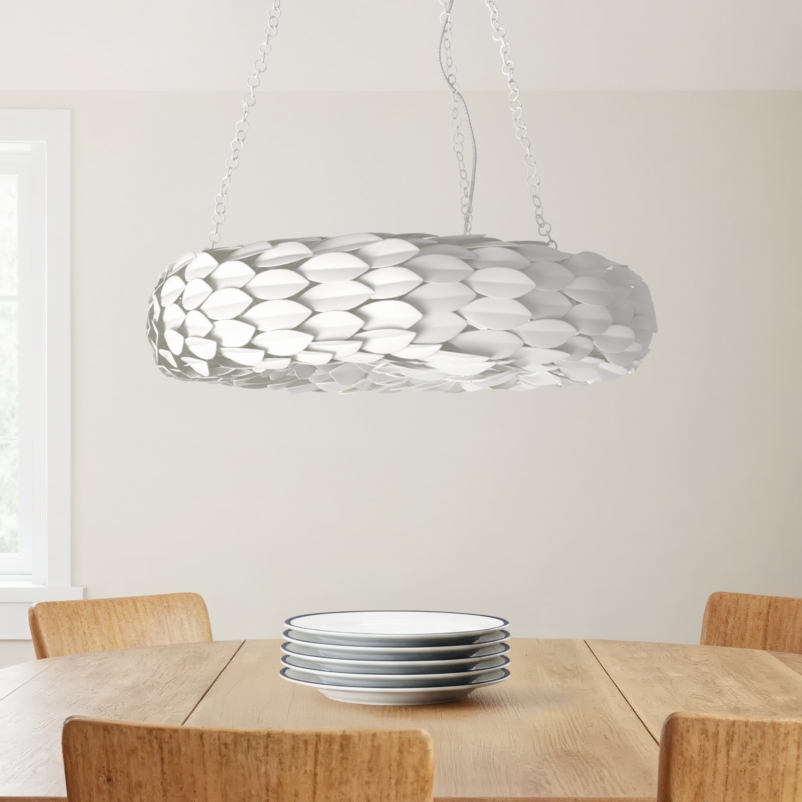 Adelynn 8 - Light Metal Dimmable Chandelier, Matte White, 13.5" H x 24"W x 24"D