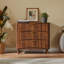 Commode à 3 tiroirs cannelée, commode haute de style Mid-Century avec design rainuré vertical, armoire de rangement en bois massif avec poignées en métal pour le salon de la chambre à coucher
