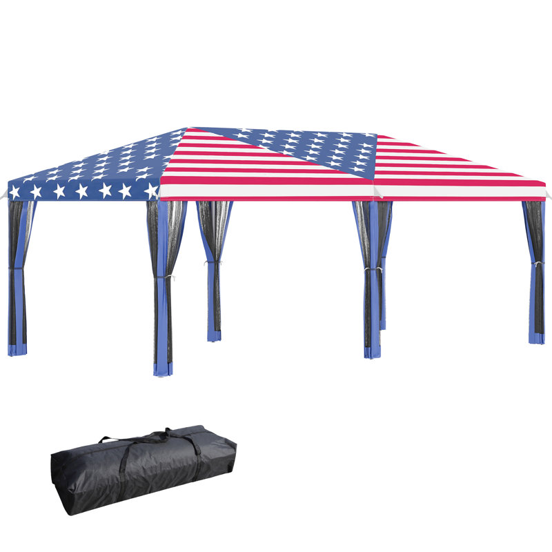 Tente escamotable 10 'x 20' avec abat-jour pour l'extérieur, jardin, patio, structure en acier bleu