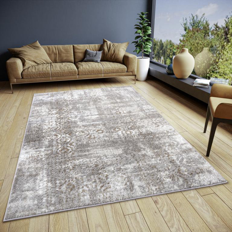 Shine Grey/Brown Rug, Rectangle 57 x 90cm