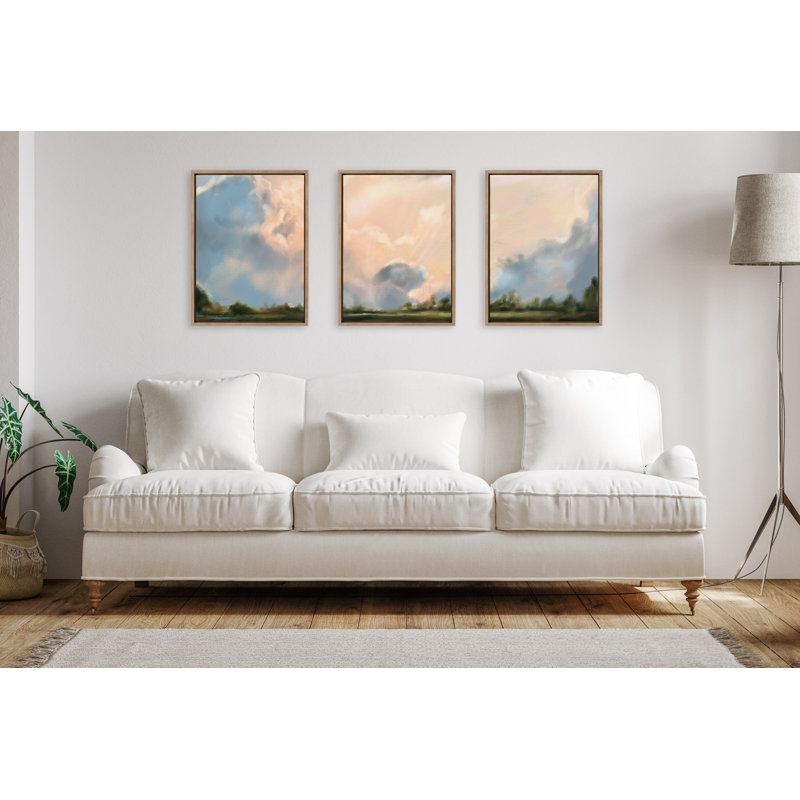 «Clouds Triptych» par Mary Sparrow, ensemble d'art mural sur toile encadrée