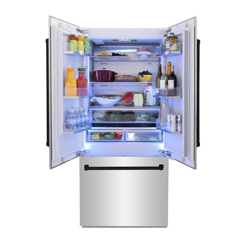 ZLINE 36" 19.6 cu. ft. Built-In 3-Door French Door Refrigerator with Internal Water and Ice Dispenser, Satin Stainless Steel