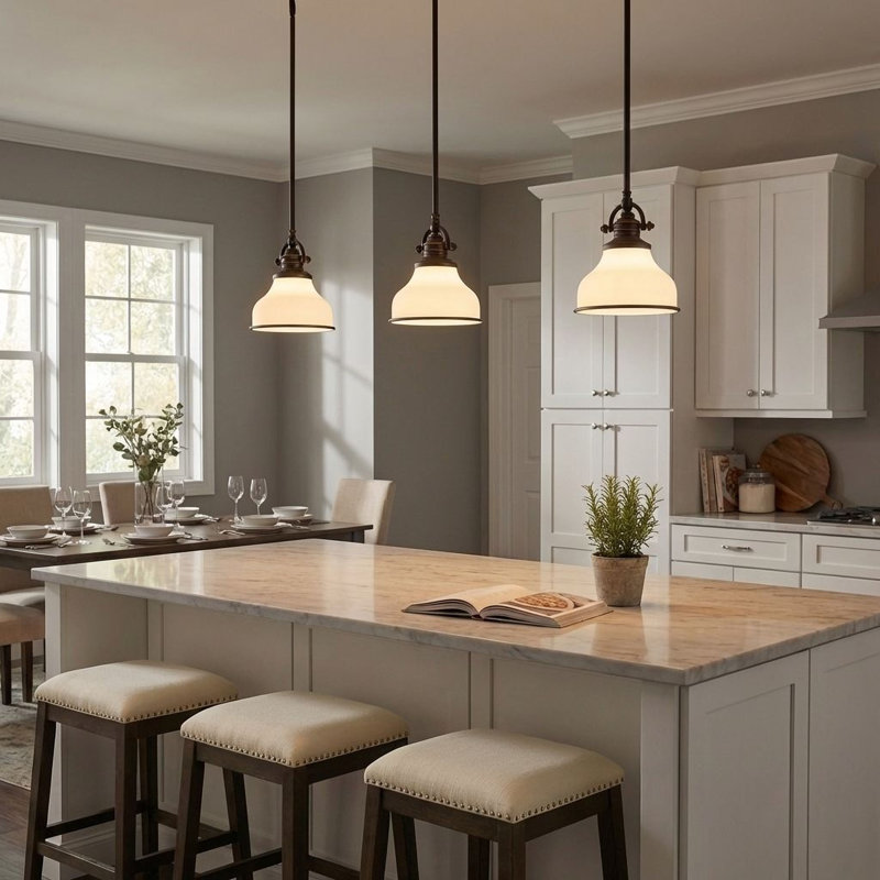 Luminaire suspendu en forme de dôme à une lumière Maybery, Bronze palladien, H 9,5 po x l 8 po x P 8 po