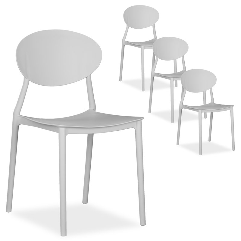 Eilonwy Stacking Patio Dining Side Chair, Grey/Brown/Blue