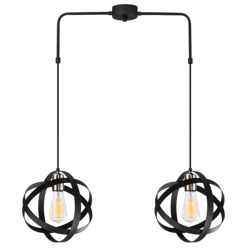 Luminaire suspendu géométrique 1 lumière Kason, Noir/chrome, 2 lumières