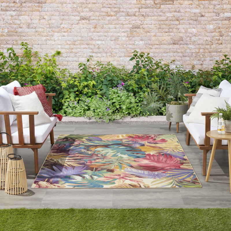 Tapis d'extérieur multicolore 4 pi x 6 pi Nourison Color Splash, Rectangle 4pi x 6 pi