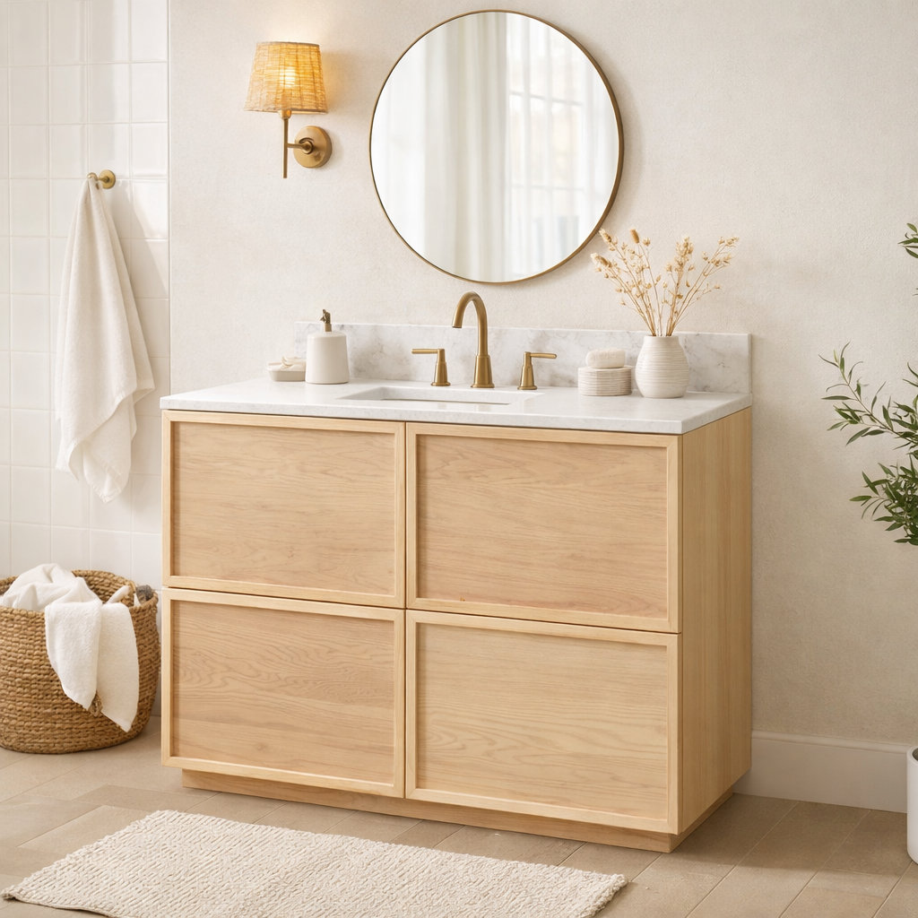 Hudson 48" Genuine Marble Single Bathroom Vanity, Natural