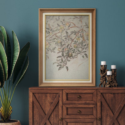 IDÉE4WALL, art mural encadré de qualité supérieure, branche d'olivier sur un olivier, nature sauvage, illustrations, beaux-arts décoratifs à la campagne / rustique, rétro, antique, classique pour chambre à coucher, impression sur papier