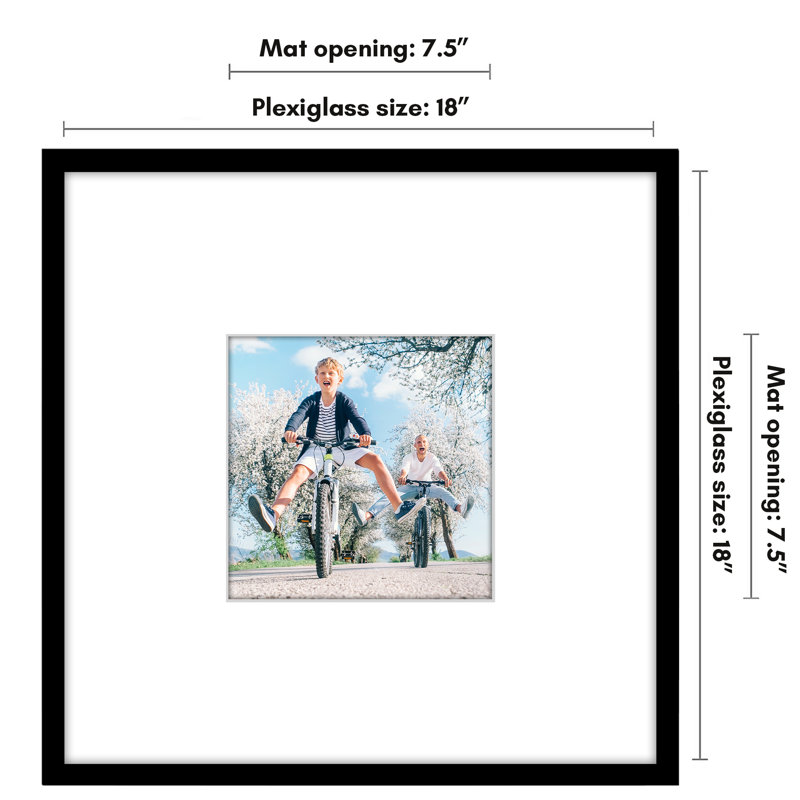 Picture Frame with Oversized Mat - Gallery-Style Frames for Photos or Artwork - Multiple Sizes, 18" x 18", 8" x 8"