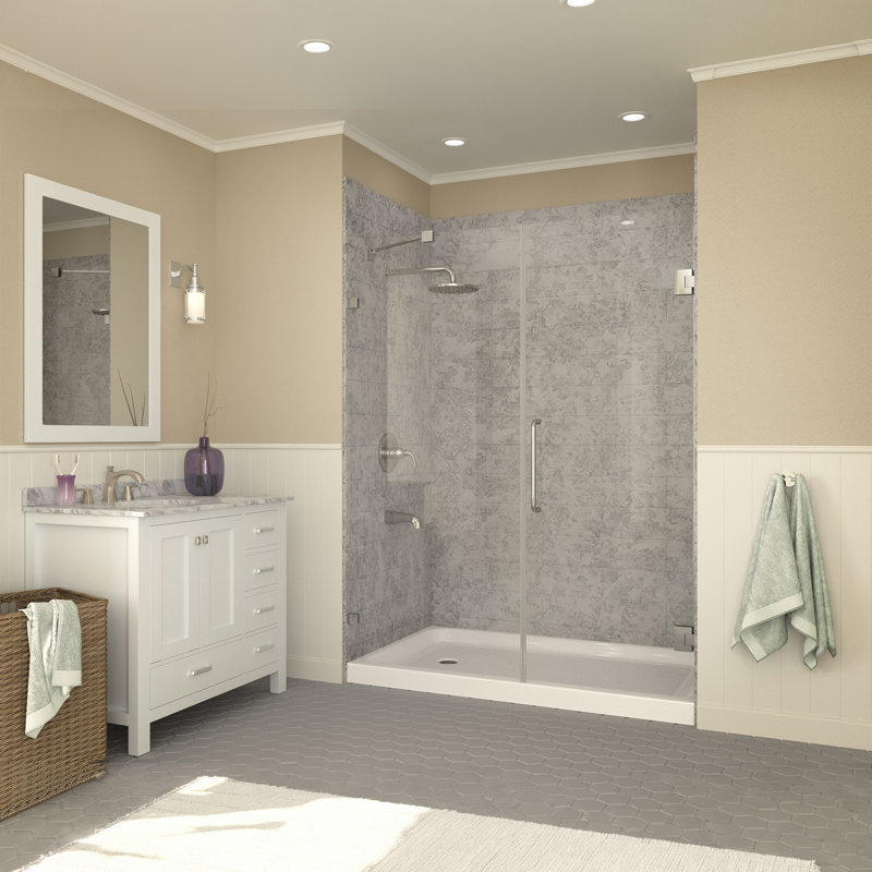 Tier 36'' W D Rectangular Single Shower Base, 5.5" H x 60" W x 36" D, Left