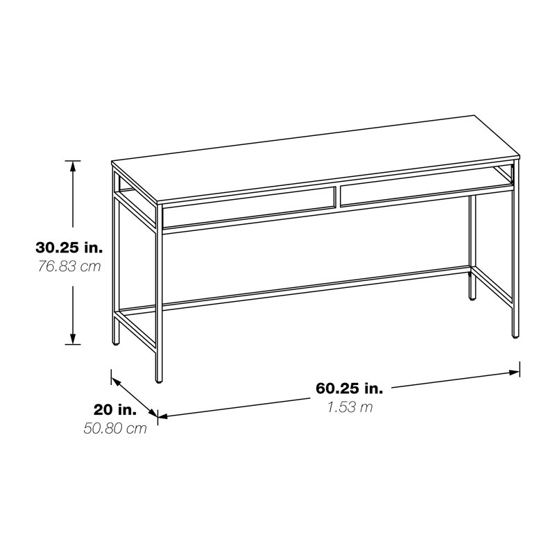 60" Metal Frame Writing Desk, Taupe