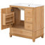 Meuble-lavabo autoportant avec lavabo en céramique et rangement en grain de bois naturel