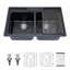 Évier de cuisine moderne, double cuve en quartz noir 33 x 22 pour la cuisine domestique