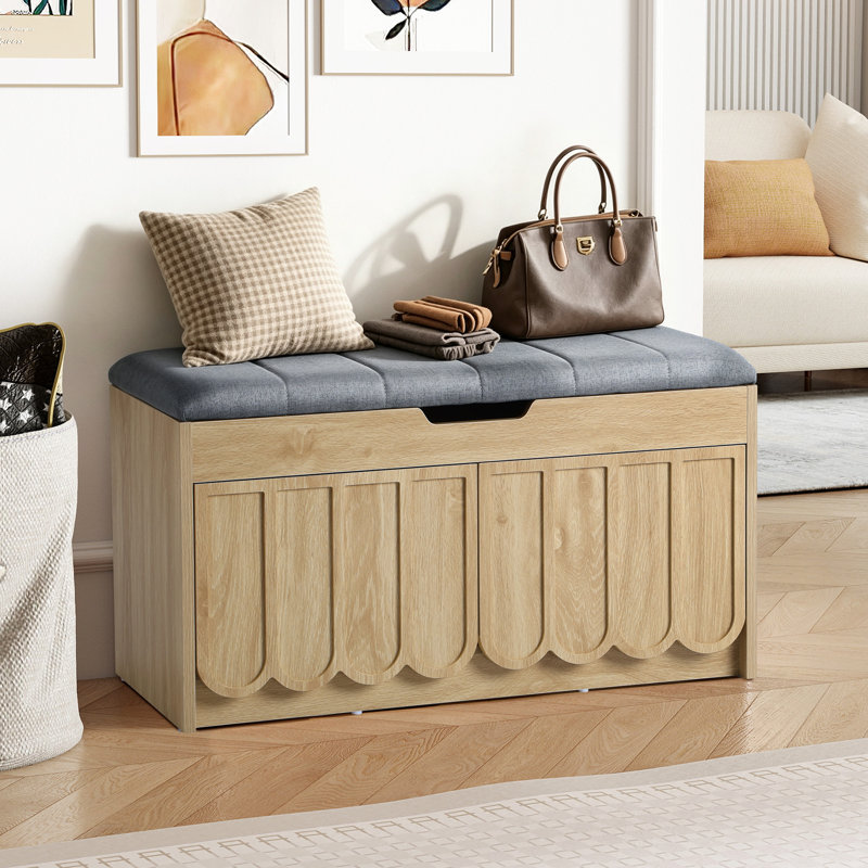 Banc de rangement rembourré pour chaussures, Natural
