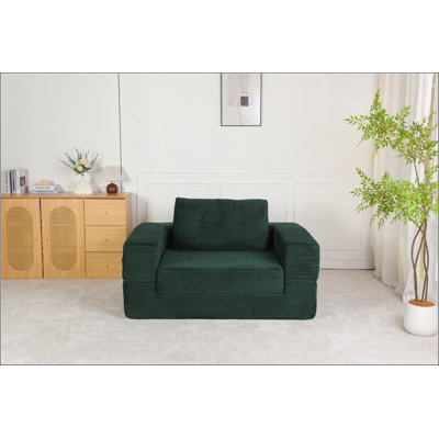 Canapé-lit à compression pour homme avec coussin, sans assemblage, vert foncé