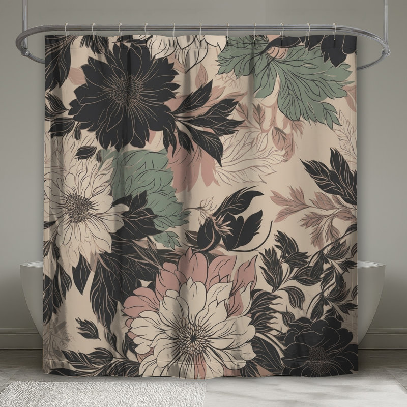 Rideaux de douche Vintage Floral Illustration, L 70 po x H 72 po