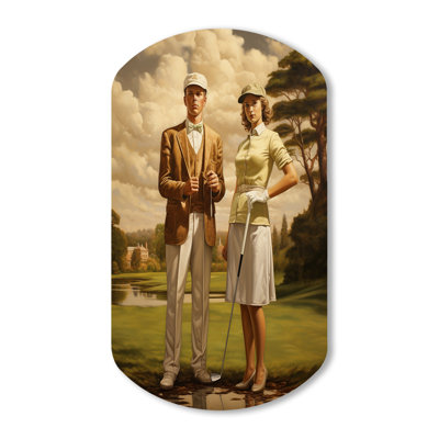 «Vintage Timeless Golf» - art mural asymétrique en forme de cylindre de golf