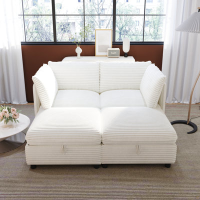 Modular Sectional Sofa, Convertible Sofa Seat With Storage, Sleeper Sectional Sofa Set, Fabric Flexible Modular Combinations for Living Room(4seats)