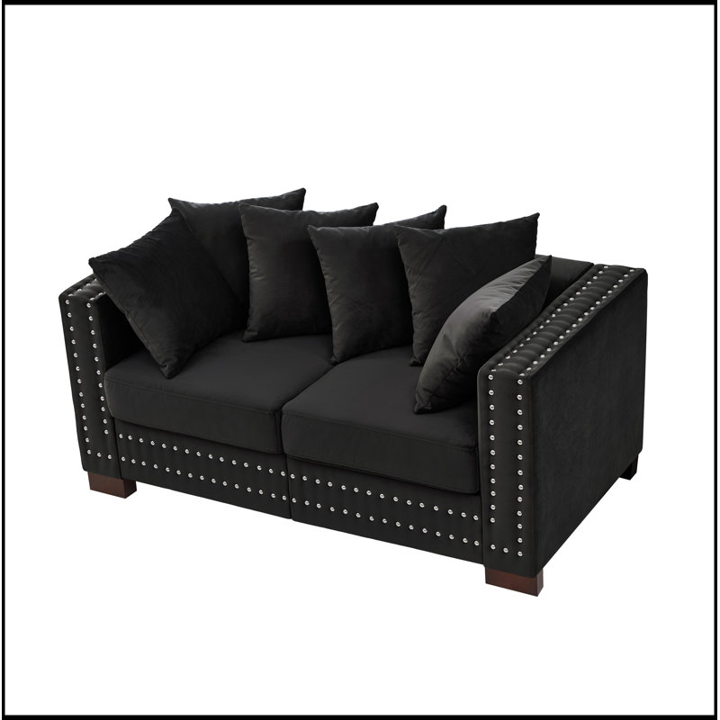 Uphlostered Loveseat with Nailheads, Black