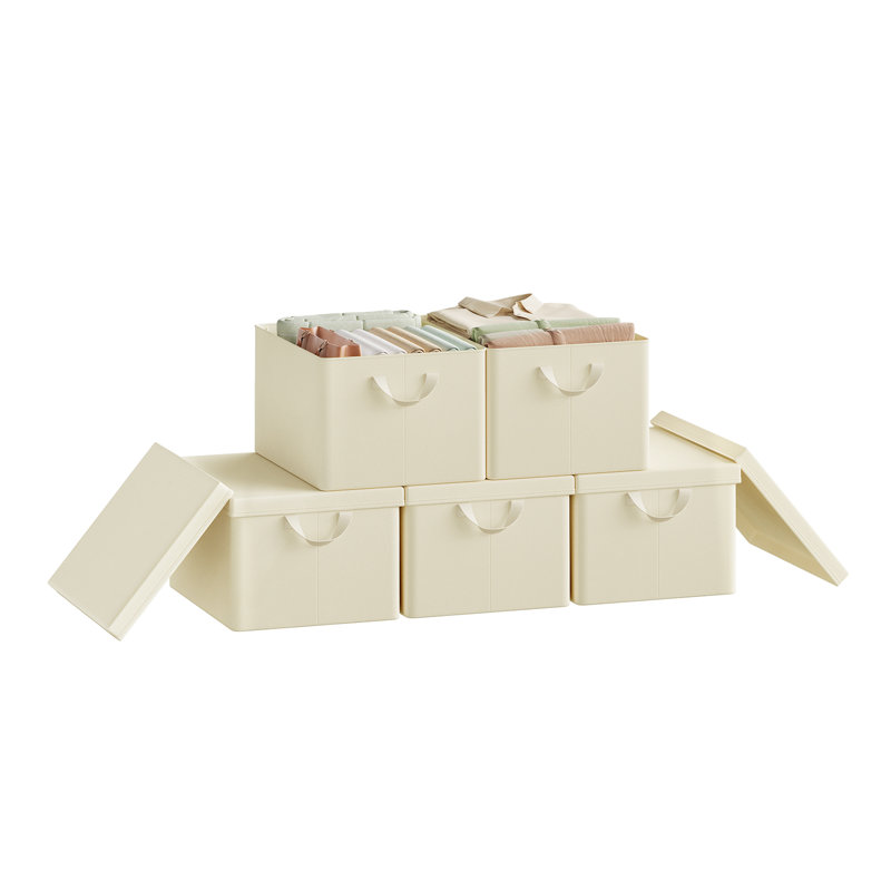 17 Stories Fabric Storage Tub & Tote, 26cm H x 43cm W x 33cm D, Cream, Yes