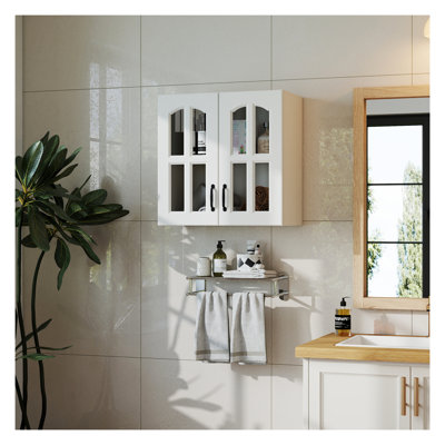 Armoire murale flottante avec tablettes fixes pour la cuisine, la salle de bain et le salon