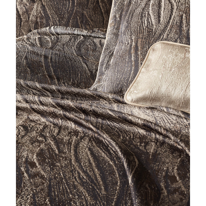 Ensemble de couvre-lit double en jacquard élégant, 100% polyester, 102,4 x 98,4 | Comprend 2 taies d'oreiller (19,7 x 27,6) et 1 housse de coussin (7,9 x 15,7) | Lavable à la machine, fermeture à enveloppe, couleur brun riche | Parfait pour les chambres confortables