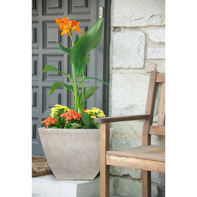 Pot à fleurs carré en résine Newland, Os, H 13,5 po x l 16 po x P 16 po