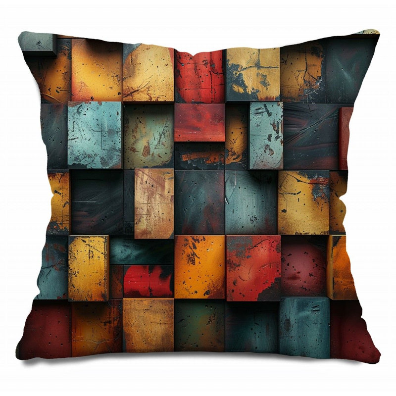 Coussin abstrait, sergé de coton Art, H 16 po x l 16 po
