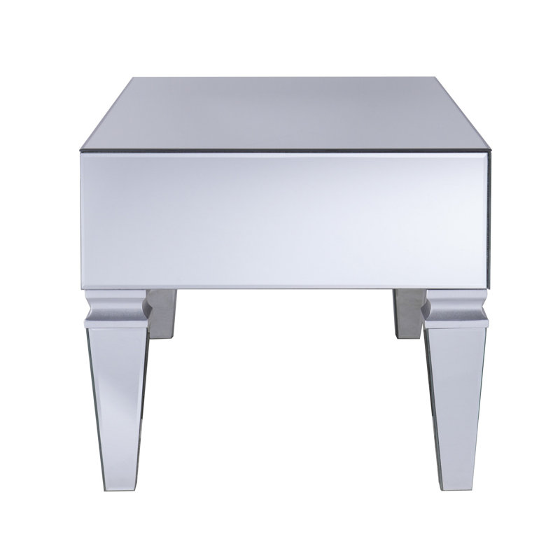 Table basse 41 "en verre argenté avec miroir en fer, H 18,5 po x l 33,25 po x P 33,25 po