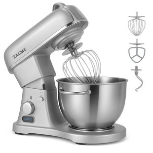 ZACME 5.5QT Stand Mixer Kitchen Standing Mixer with Stainless Steel Bowl,Tilt-Head Mixers Kitchen Electric Stand Mixer with Dough Hook, Mixing Beater, Whisk (white 5.5qt)