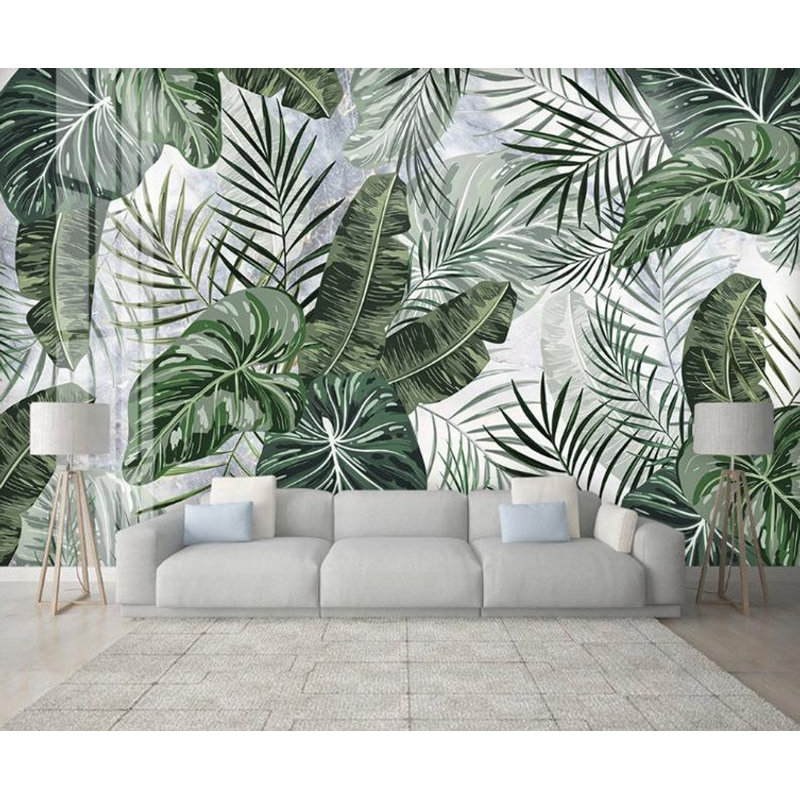 Papier peint amovible à motif d'aquarelle exotique, L 114 po x l 204 po