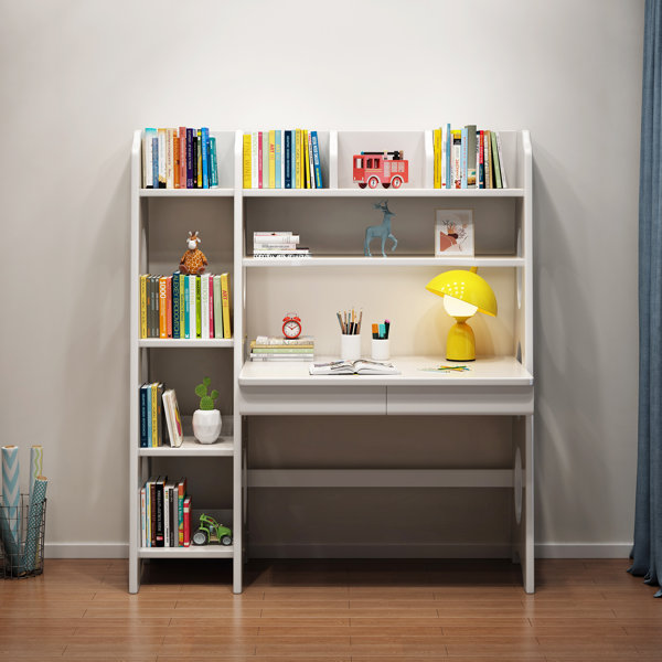 Solid Wood Framed 51 Study Desk and Hutch Set in Natural Finish