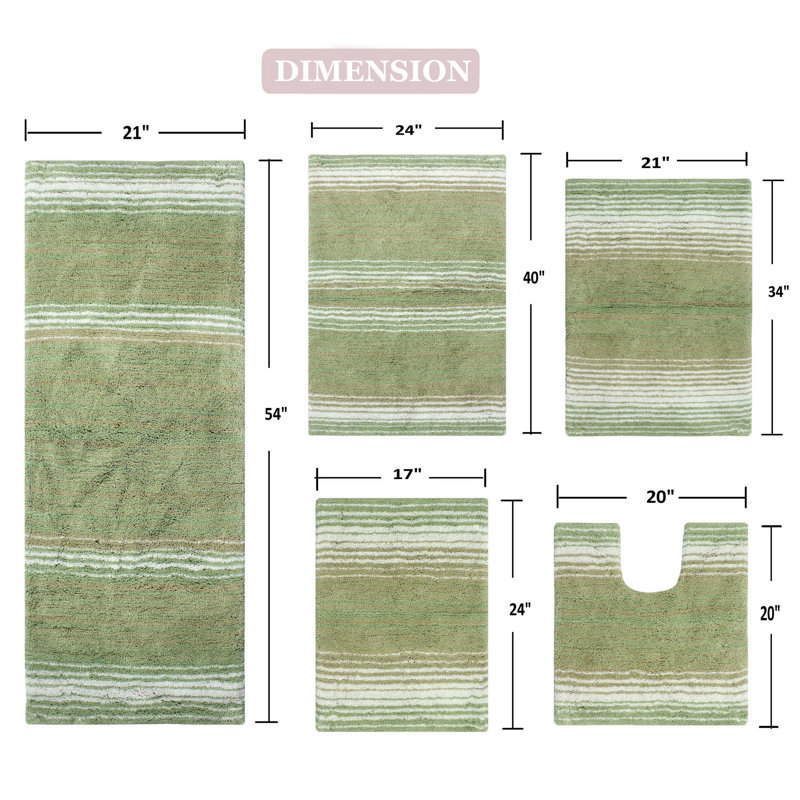 Highlawn 5 Piece Bath Rug Set, Sage