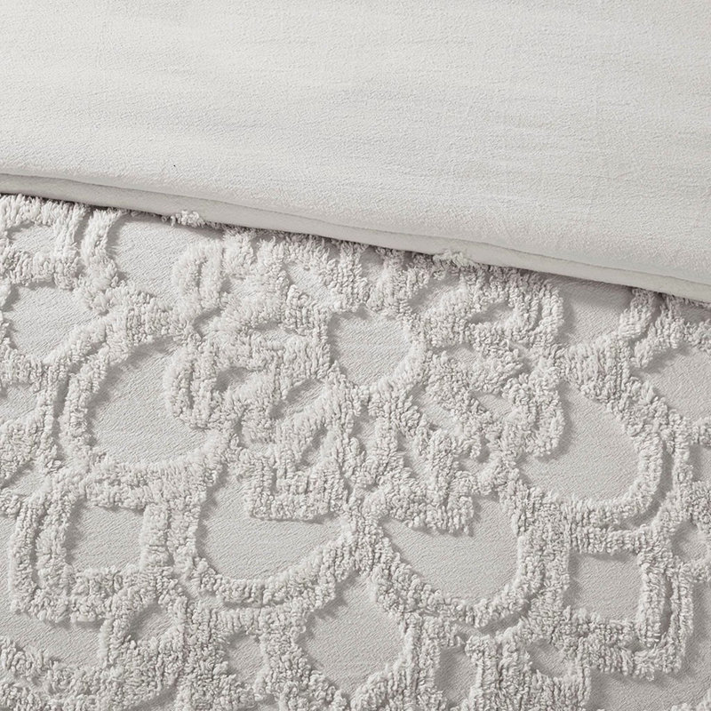 Housse de couette 100% coton gris - très grand / très grand chenille 3 gris
