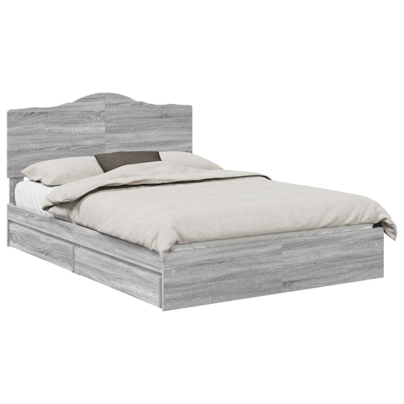 Bed Frame, European Double (140 x 200 cm), Grey Sonoma